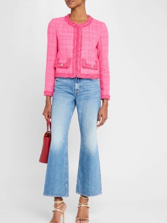 Alice + Olivia Jackets & Blazers - Alice + Olivia Landon Cropped Tweed Jacket In Wild Pink